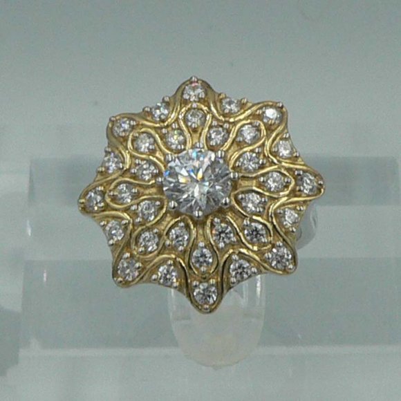 LUSTRO STELLA Sz 6 Swarovski Zirconia Cluster Ring - Picture 2 of 6